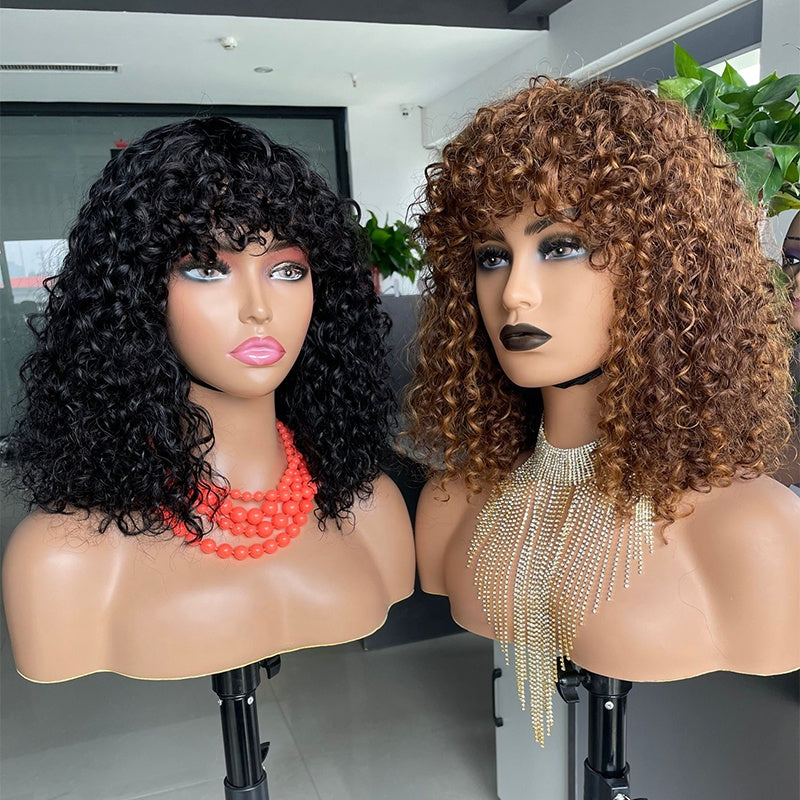Made Fringe Wig Raw Virgin Hair Cuticle Aligned 200% and 100% Human Hair Wigs