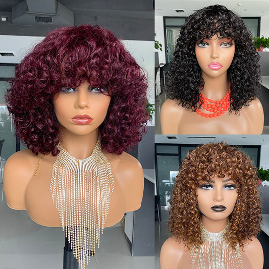 Made Fringe Wig Raw Virgin Hair Cuticle Aligned 200% and 100% Human Hair Wigs